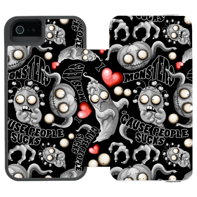 I Love Monsters 'cause People Sucks Incipio iPhone Wallet Case (Folio Open)