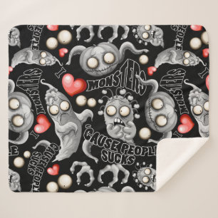 I Love Monsters 'cause People Sucks Sherpa Blanket