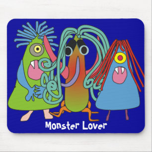 "I Love Monsters" Gifts Mouse Mat