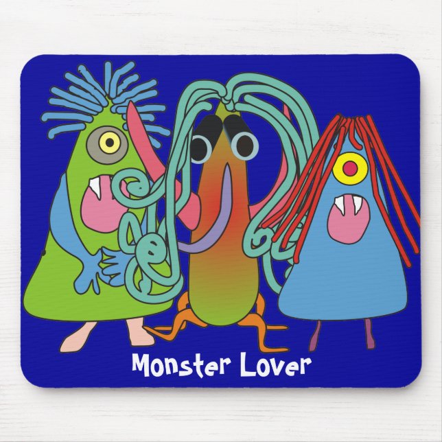 "I Love Monsters" Gifts Mouse Mat (Front)