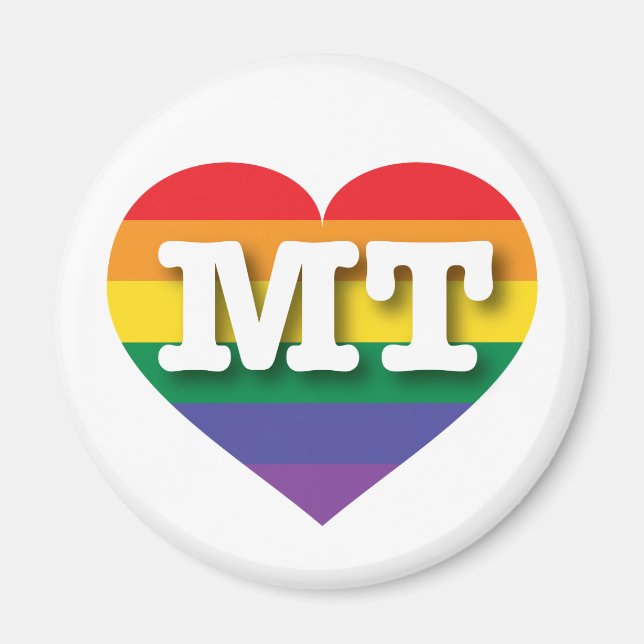 I love Montana Gay Pride Rainbow Heart Magnet (Front)