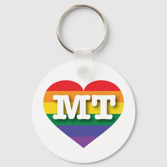 I Love Montana Rainbow Heart Key Ring (Front)