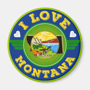 I Love Montana State Flag and Map Magnet