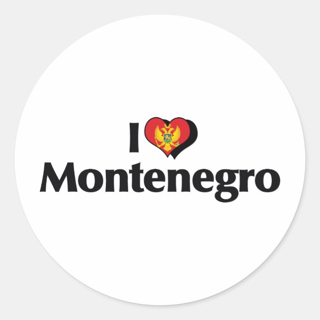 I Love Montenegro Flag Classic Round Sticker (Front)