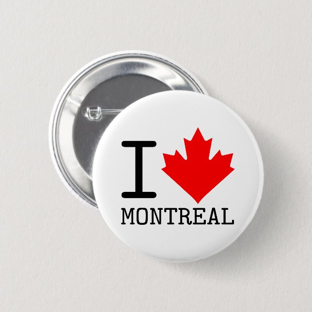 I Love Montreal, Quebec Canada Maple Leaf 6 Cm Round Badge (Front & Back)