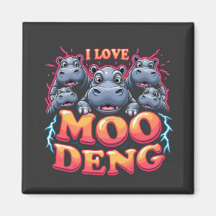 I Love Moo Deng Baby Hippo Lovers Magnet