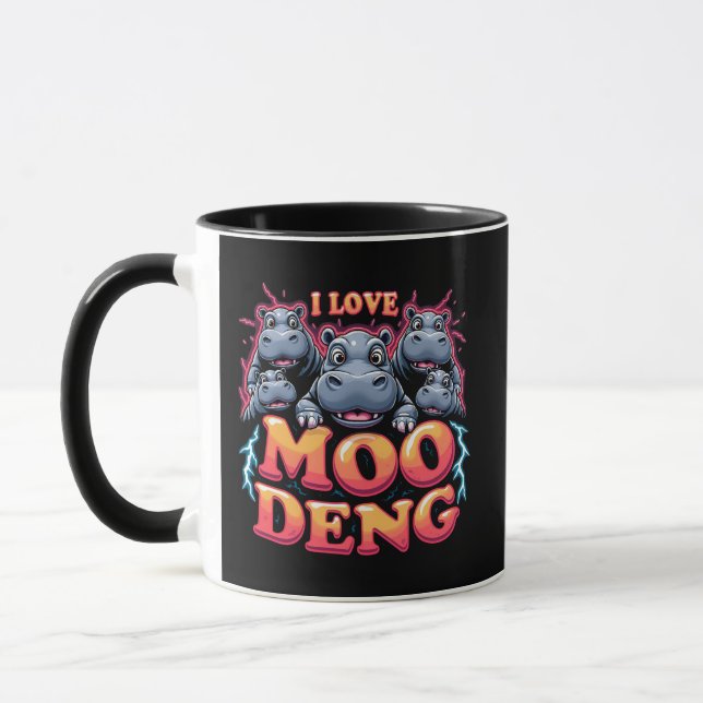 I Love Moo Deng Baby Hippo Lovers  Mug (Left)