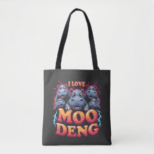 I Love Moo Deng Baby Hippo Lovers Tote Bag