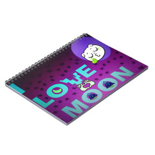 "I Love Moon" – A Whimsical Celestial Art Design Notebook