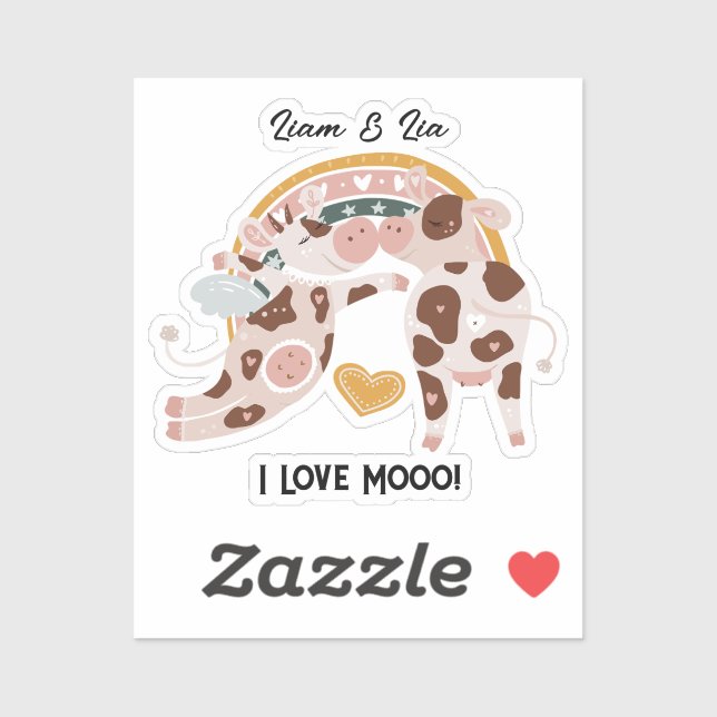 I Love Mooo Cute Cow Customised Gift Him Her    (Sheet)