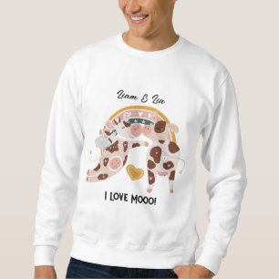 I Love Mooo Cute Cow Customised Gift Him Her       Sweatshirt