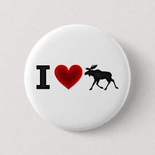 I Love Moose 6 Cm Round Badge