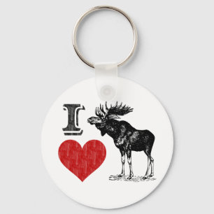 I Love Moose Key Ring