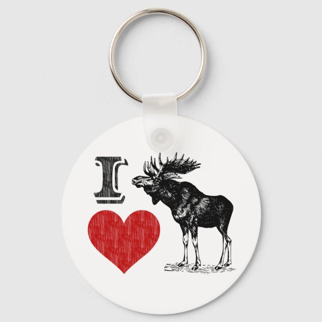 I Love Moose Key Ring (Front)