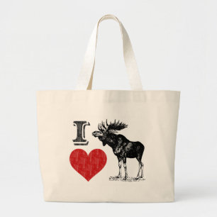 I Love Moose Large Tote Bag
