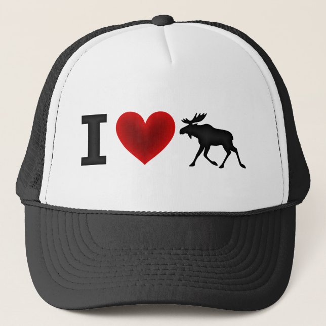 I Love Moose Trucker Hat (Front)