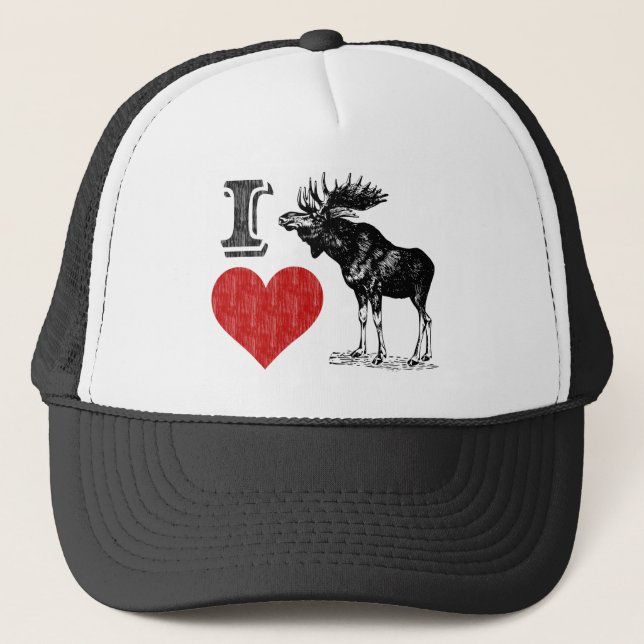 I Love Moose Trucker Hat (Front)