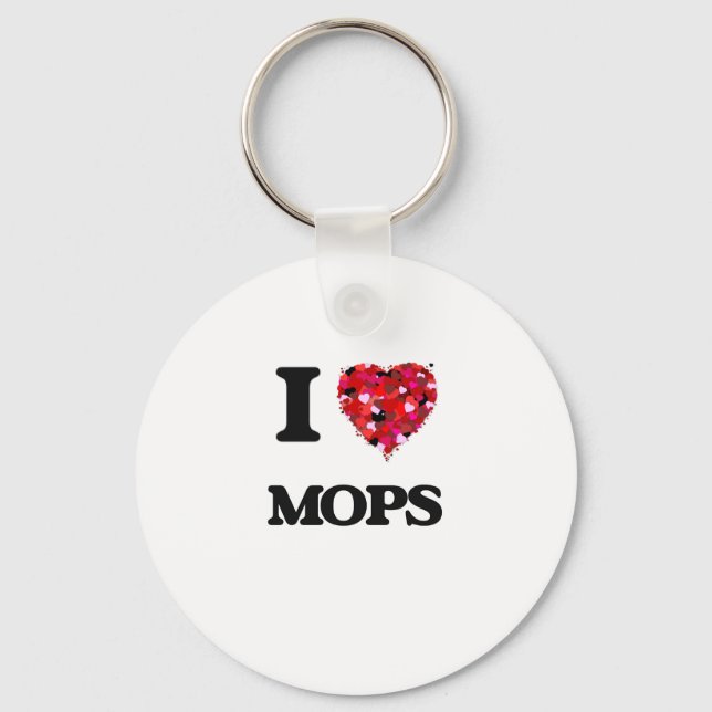 I Love Mops Key Ring (Front)