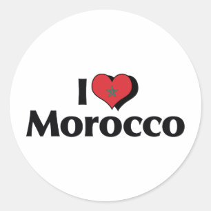 I Love Morocco Flag Classic Round Sticker