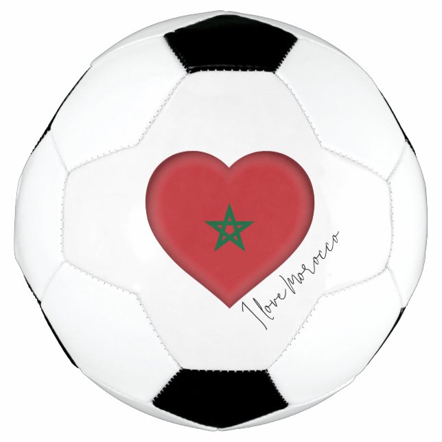 I Love Morocco Flag Colours Heart Soccer Ball (Front)