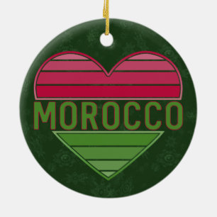 I Love Morocco, Moroccan Heart Ceramic Tree Decoration