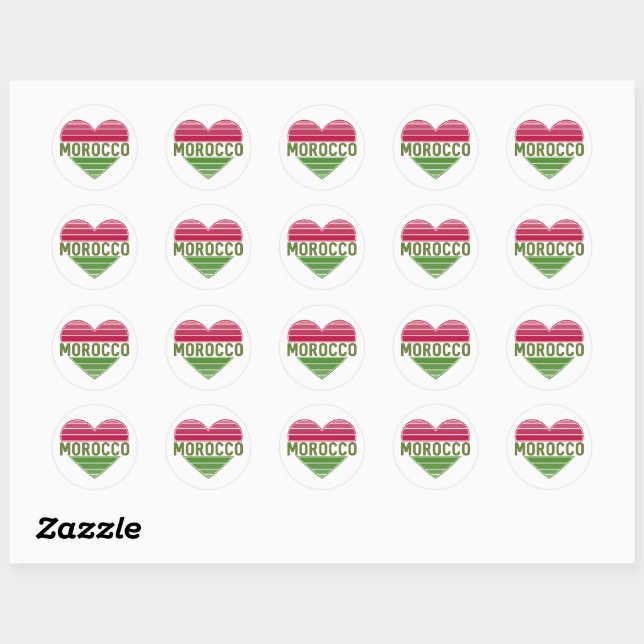 I Love Morocco, Moroccan Heart Classic Round Sticker (Sheet)