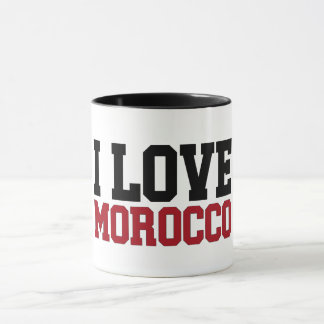 I Love Morocco Red and Black Typography Mug