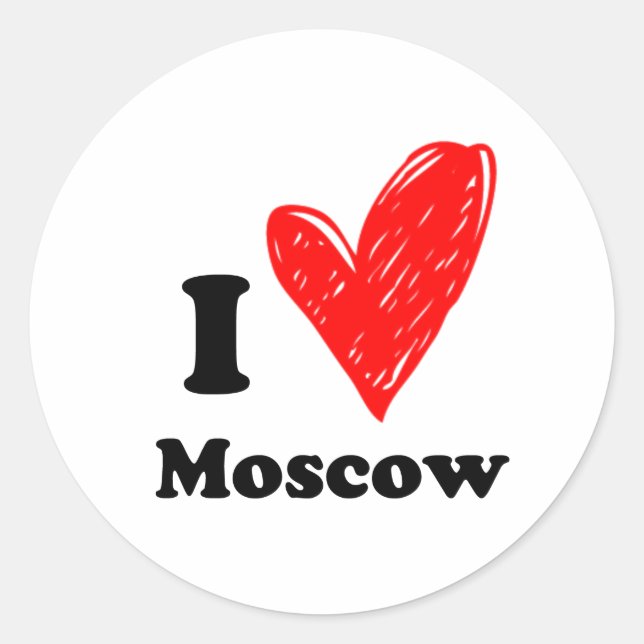 I love Moscow Classic Round Sticker (Front)