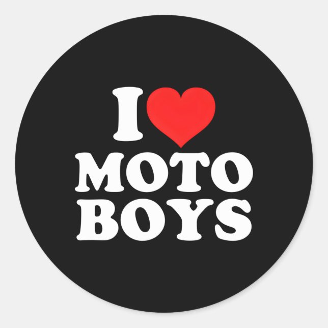 I Love Moto Classic Round Sticker (Front)