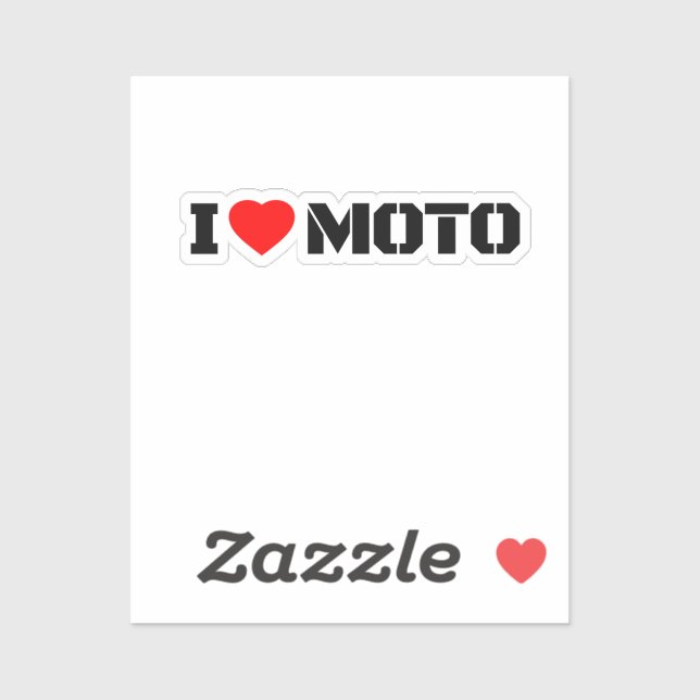 I Love Moto Motorcycle Sticker (Sheet)