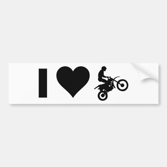 I Love Motocross Bumper Sticker (Front)