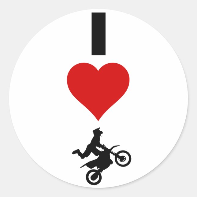 I Love Motocross (Vertical) Classic Round Sticker (Front)