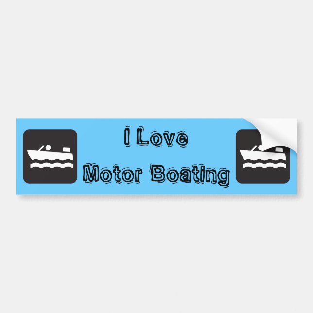 I Love Motor Boating Bumper Sticker (Front)