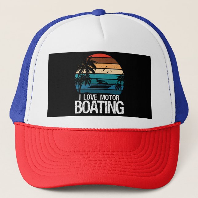 I Love Motorboating  Trucker Hat (Front)