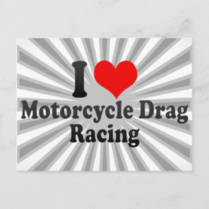 I love Motorcycle Drag Racing Postcard