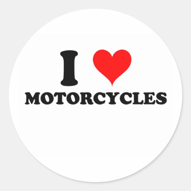 I Love Motorcycles Classic Round Sticker (Front)