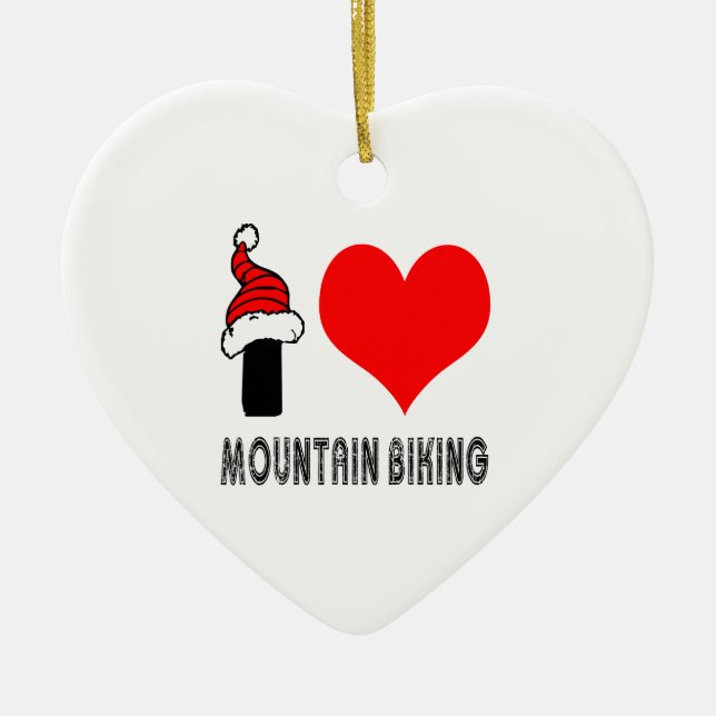 I Love Mountain Biking Design Ceramic Tree Decoration (Front)