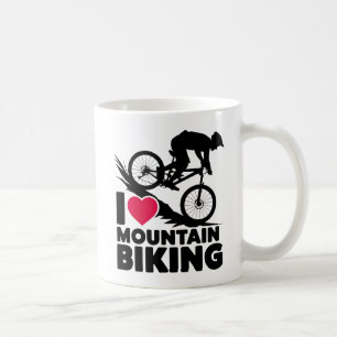 I Love Mountain Biking Silhouette Design Coffee Mug