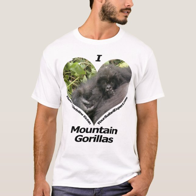 I Love Mountain Gorillas T-Shirt 3 (front & back) (Front)