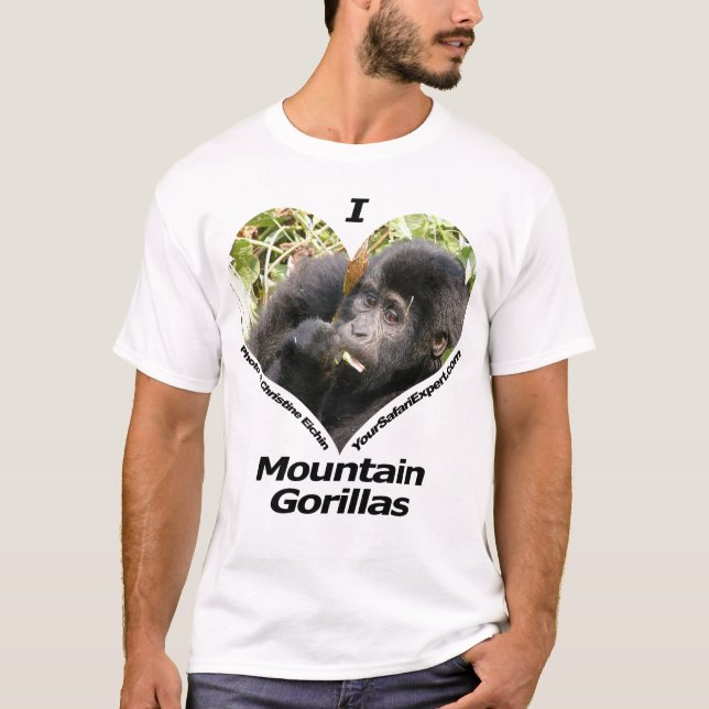 I Love Mountain Gorillas T-Shirt 4 (front & back) (Front)