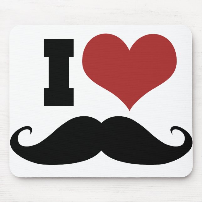 I Love Moustache Mouse Mat (Front)