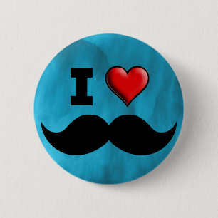 I Love Moustache Moustache Stache 6 Cm Round Badge