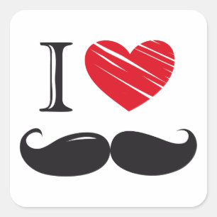 I Love MOUSTACHE Nr 1 Square Sticker
