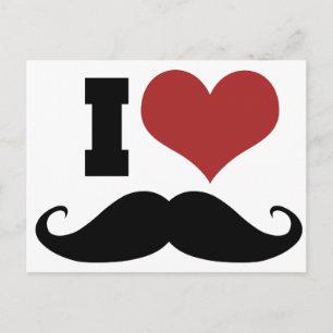 I Love Moustache Postcard