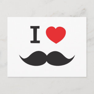 I Love Moustache Postcard