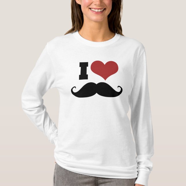 I Love Moustache T-Shirt (Front)