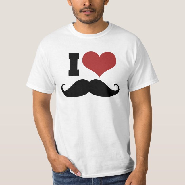 I Love Moustache T-Shirt (Front)