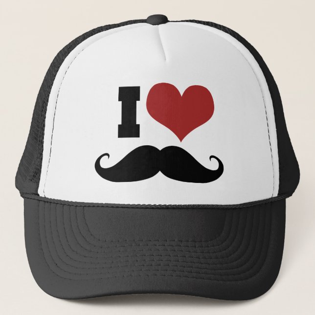 I Love Moustache Trucker Hat (Front)