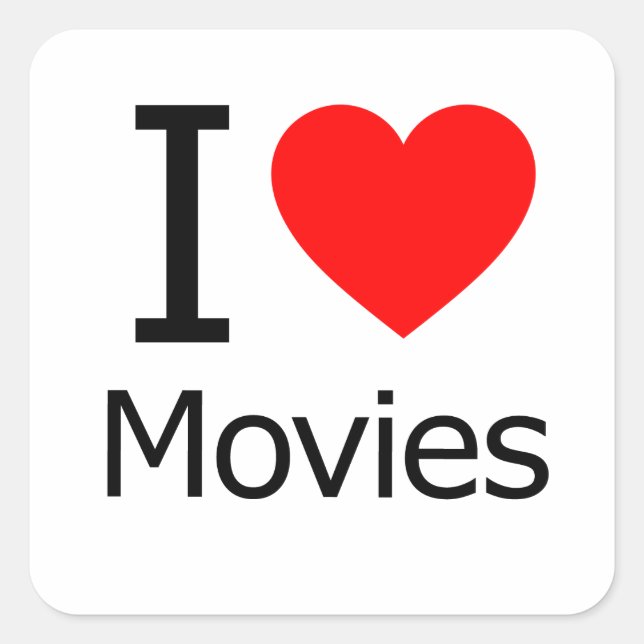 I Love Movies Square Sticker (Front)