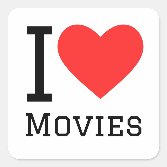 I love movies square sticker (Front)
